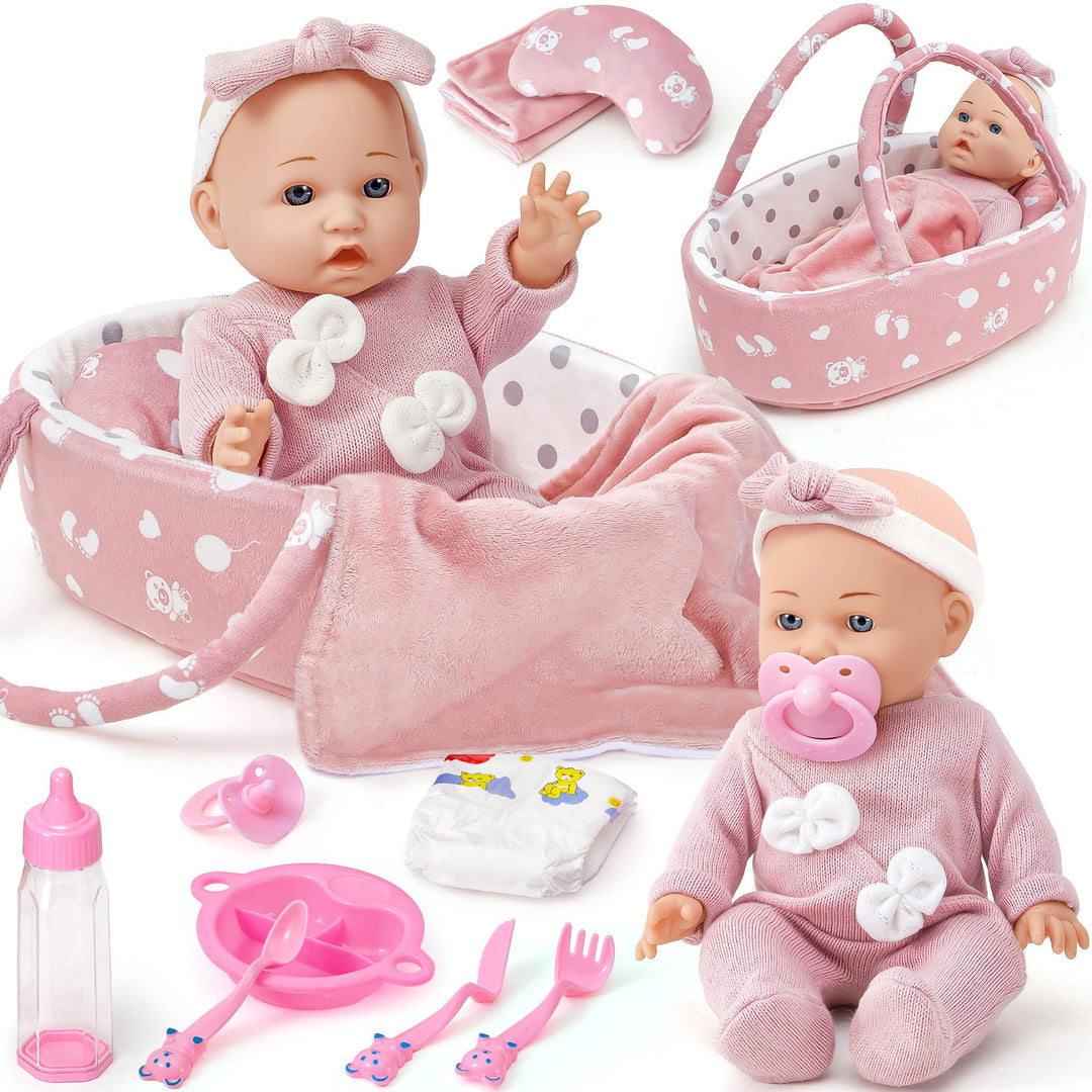 Puppenzubehör Puppen Zubehör mit Puppenbett Puppenwindeln für 30cm Puppen, Tragbares , Geschenk für