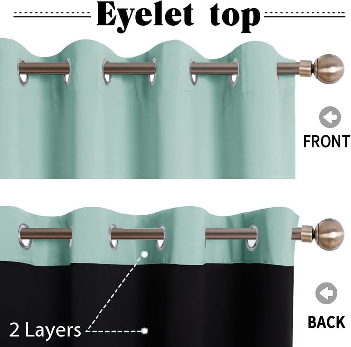 PONY DANCE Lichtundurchlässige Vorhänge Kinderzimmer Junge Doppellagige Gardinen Kurz 100% Blickdich