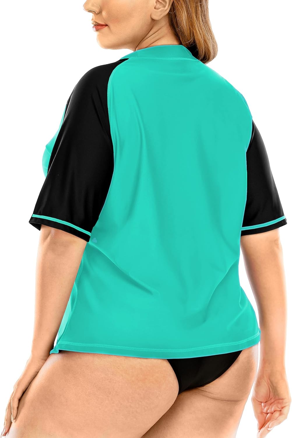 Halcurt UV Shirt Damen Übergrösse Rash Guard Kurzarm UPF 50+ Badeshirt UV Schutz Schwimmshirt Schnel