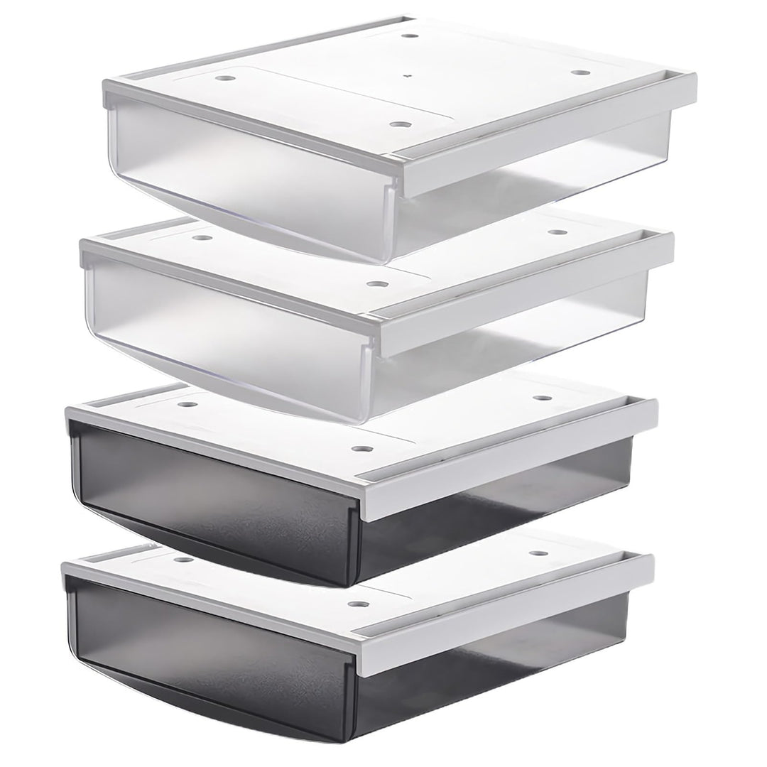 TUKA 4X 3,5L Unterschreibtisch-Schubladen 24x21x8cm, Selbstklebende Schubladen, Versteckte Unterbaus