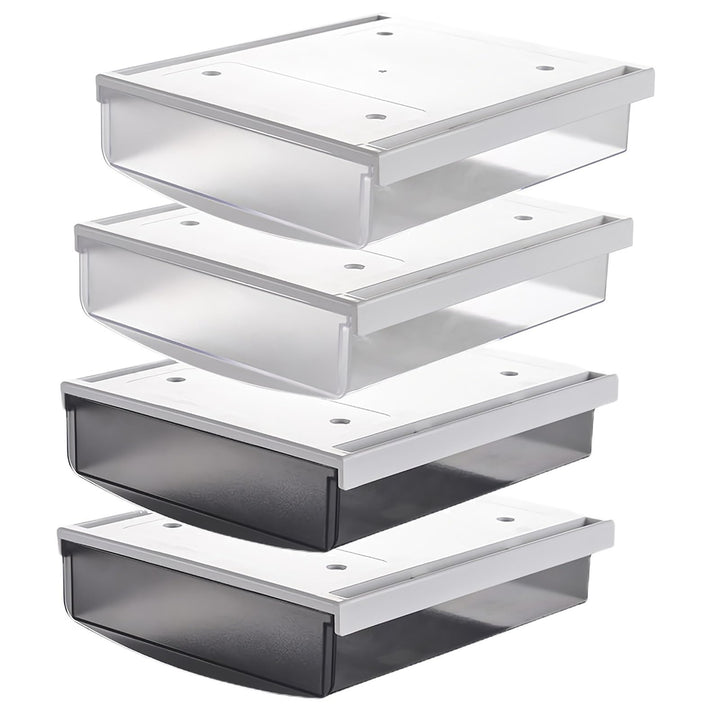 TUKA 4X 3,5L Unterschreibtisch-Schubladen 24x21x8cm, Selbstklebende Schubladen, Versteckte Unterbaus