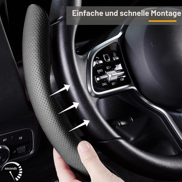 Lenkradbezug Leder Auto Lenkradhülle 3 Teilig Lenkrad Abdeckung Universal Anti Rutsch Lenkradabdecku