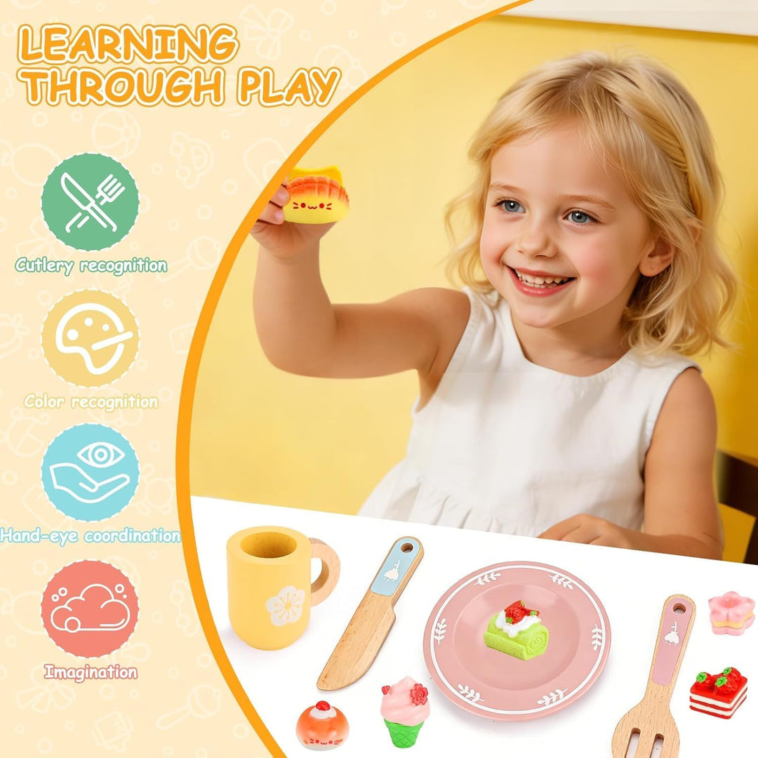 Kinderküche Geschirr Teeservice Kinder Holz,Kinderküche Zubehör Holz,Spielküche Kinder küche zubehör