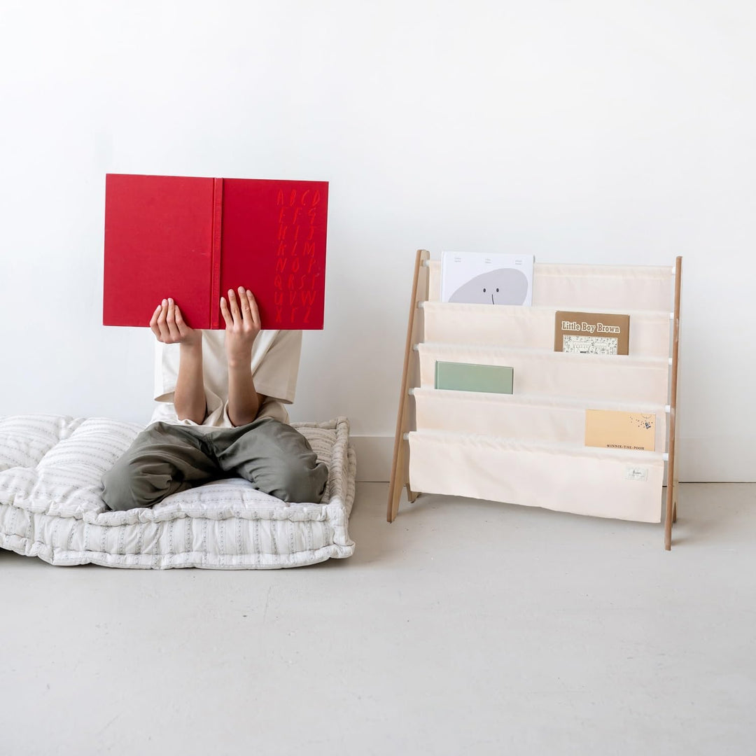 3 Sprouts Kinder Bücherregal aus Holz – Montessori Regal für Kinderzimmer - Creme, Creme