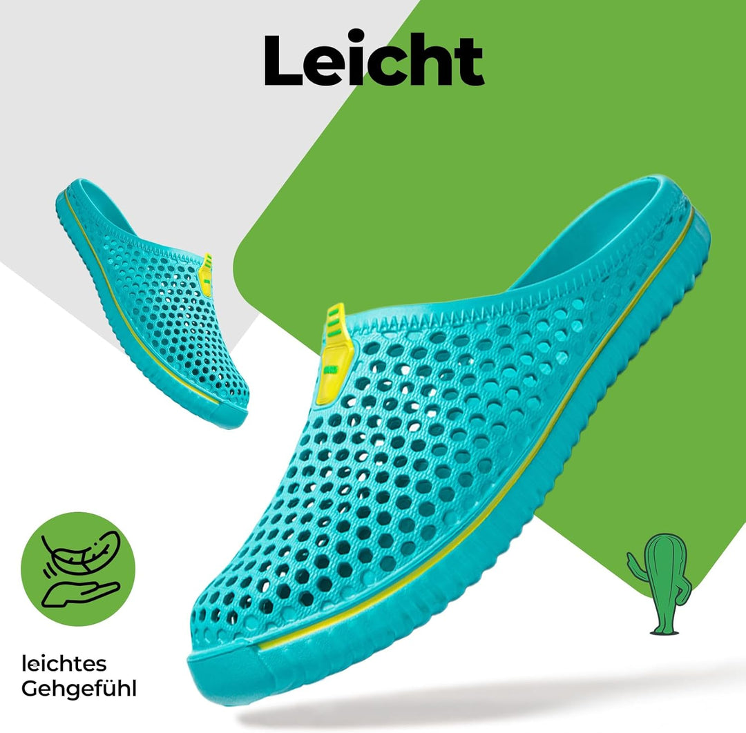 SAGUARO Clogs Pantoletten für Damen Sommer Hausschuhe Herren Aero I, Blau