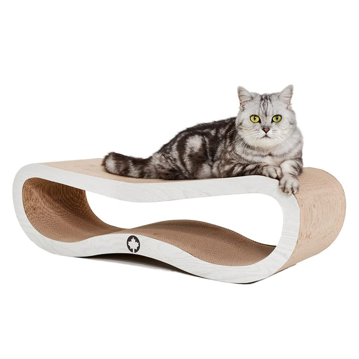CanadianCat Company | Kratzbrett Orbit | hellgrau Holzoptik | Kratzmöbel, Lounge für Katzen | Kratzp