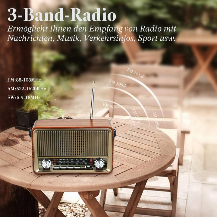 Bluetooth FM AM SW Stereo Radio, unterstützt USB-Disk, USB/TF-Karte, AUX-Buchse – Musik abspielen mi