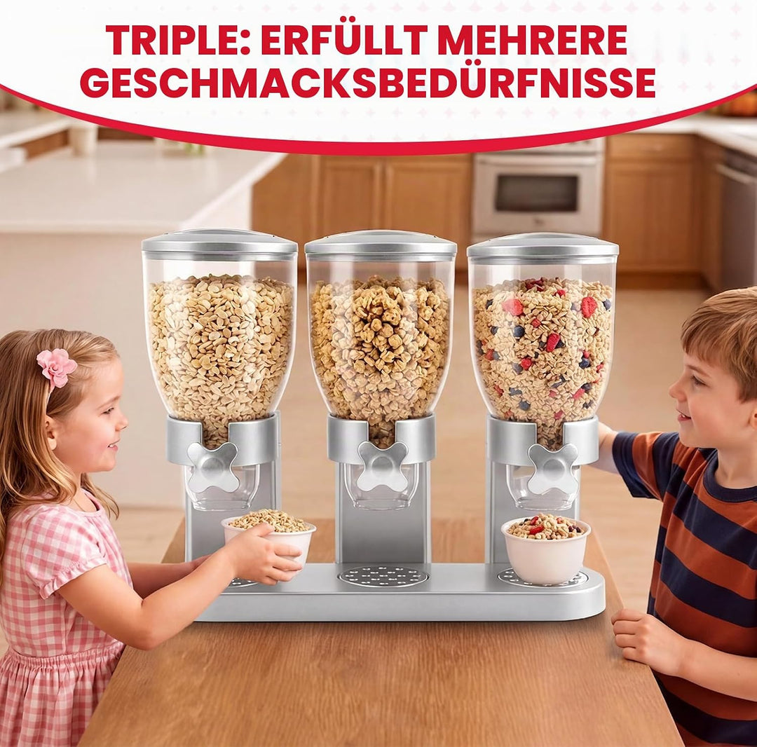 Sinceroduct Cereal Dispenser Countertop 2L, 3er Set Dreifacher Müsli Verteiler für die Arbeitsplatte