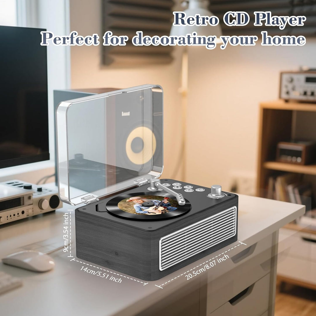 Gueray Tragbarer Bluetooth CD-Player mit Lautsprechern 3600mAh Wiederaufladbarer Vintage CD Spieler