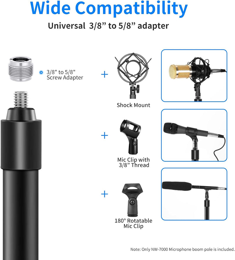 Neewer Tragbarer Mikrofonarm mit 3 Abschnitten, ausziehbar, mit Standard-Gewinde (1,6 cm (5/8 Zoll)