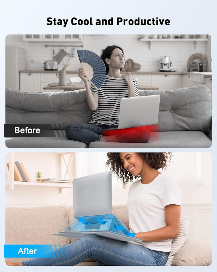 AboveTEK Laptop Schosstisch – ergonomischer Lapdesk mit Rutschfester Oberfläche, Heat Shield, Retrac