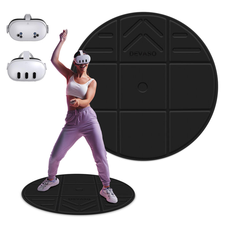 DEVASO Faltbare VR Matte for Meta Quest 3, Runde Anti Ermüdungs Matte, rutschfeste und Bequeme Boden