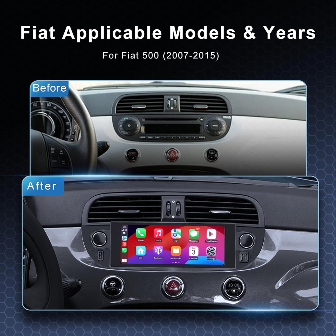 Autoradio für FIAT 500 2007-2015 mit Android Auto und CarPlay Wireless, RDS Car Radio Android Stereo