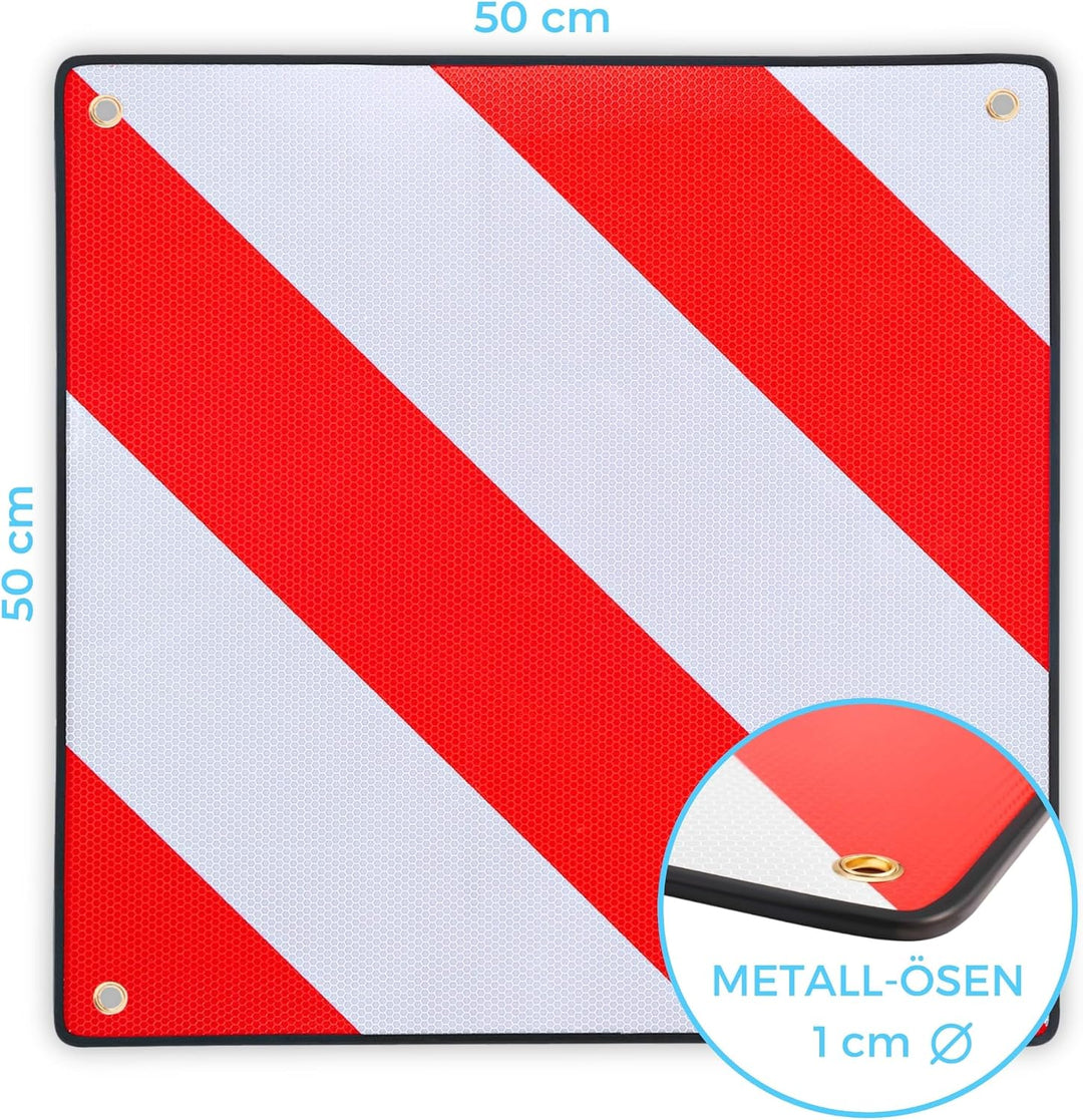 PLANGER® - Warntafel Italien und Spanien (Schild + Gepäckspanner) 2in1 (50 x 50 cm) - Reflektierende
