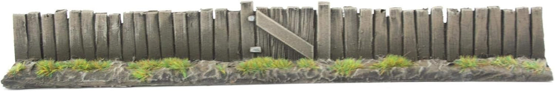 War World Gaming | Holz-Zaun &amp; Tor | Bemalt &amp; Beflockt x 3 | 20-28 mm Tabletop Gelände Modellbau Lan