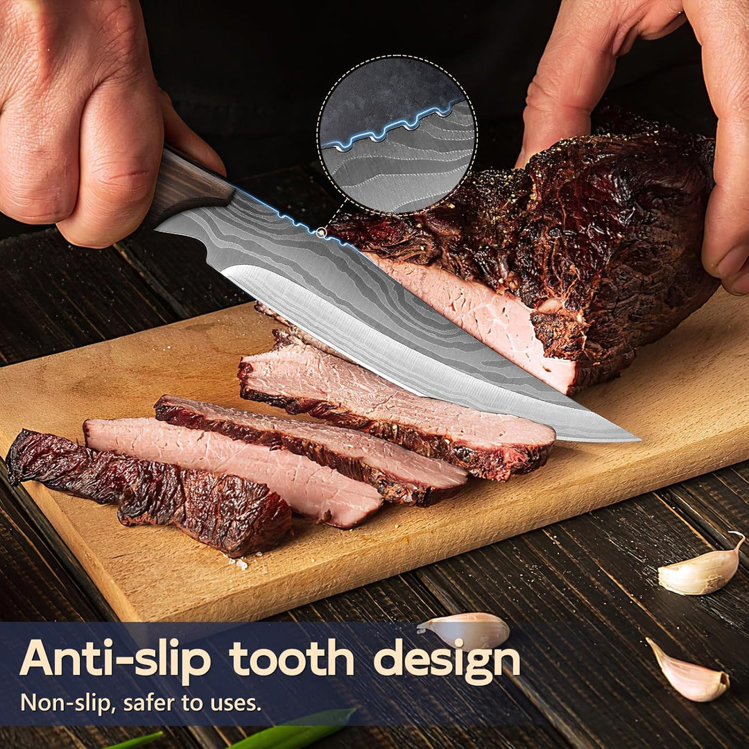 Dragon Creek Holzgriff Steakmesser Set, Steakmesser 4-teilig Edelstahl, Steakbesteck für Heim und Re
