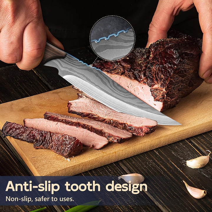 Dragon Creek Holzgriff Steakmesser Set, Steakmesser 4-teilig Edelstahl, Steakbesteck für Heim und Re