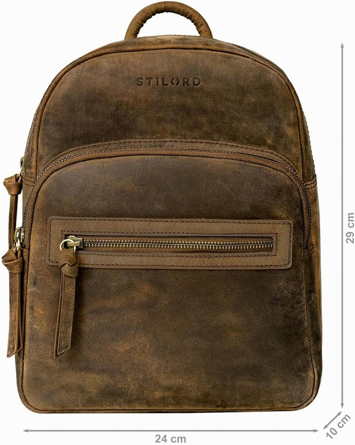 STILORD 'Alba' Kleiner Leder Rucksack Damen Vintage Daypack City Lederrucksack klein Handtasche Echt