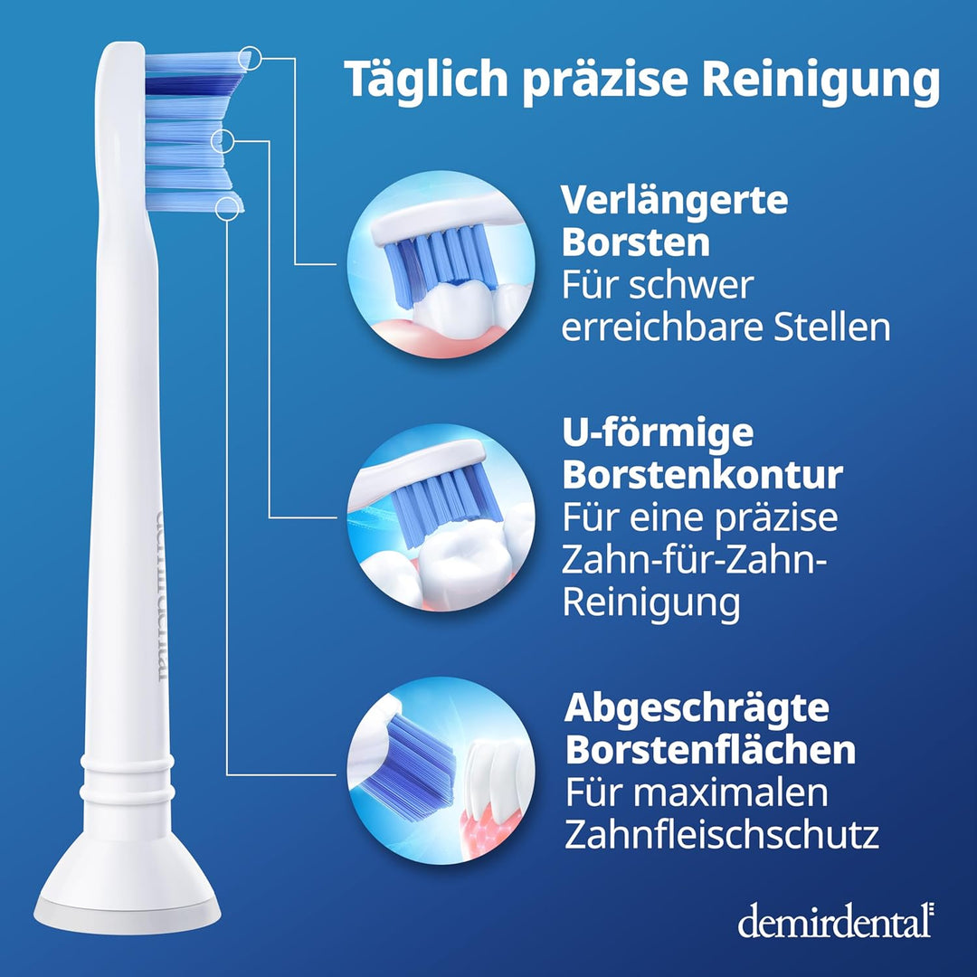 8er demirdental Ersatzbürsten passend für Philips Sonicare, Mini Aufsätze & Aufsteckbürsten, Medium