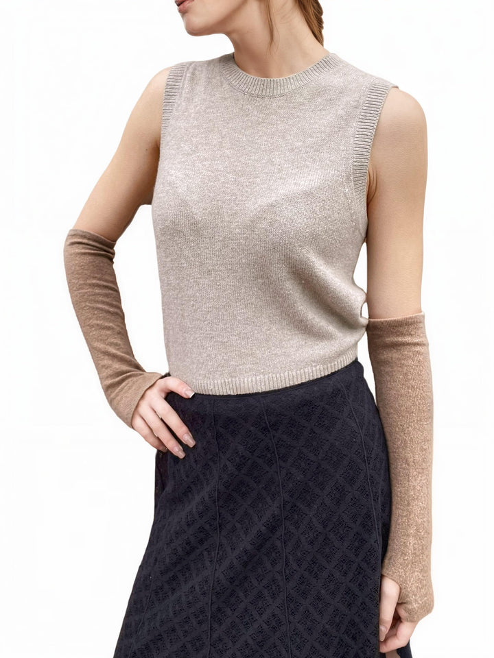 Prettystern Damen Kaschmir-Wolle Arm-Wärmer Lange Arm-stulpen Fingerlose Pulswärmer für Abendmode Ei
