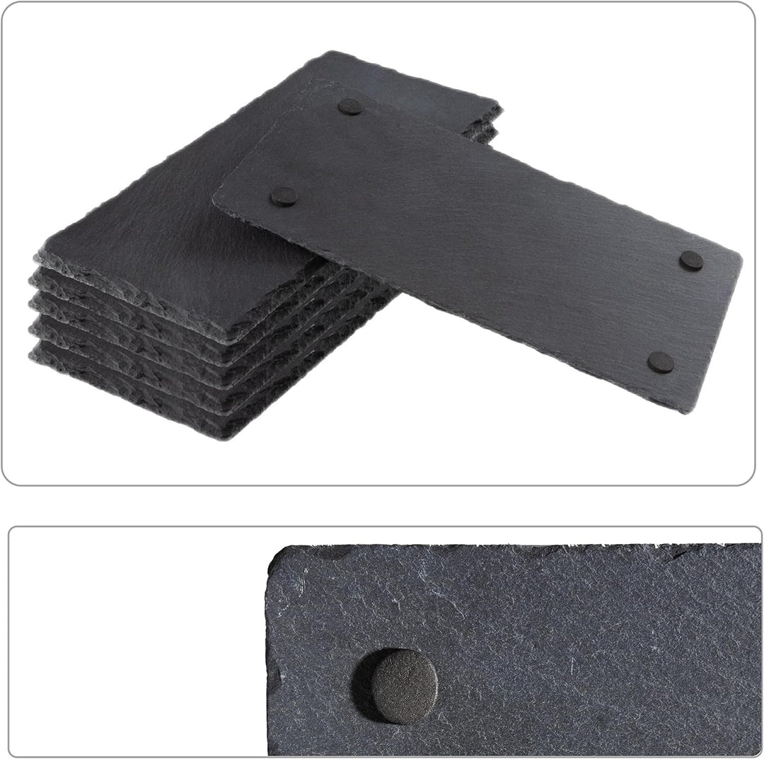eGenuss 6er-Set Schieferplatten Dessertteller Sushi Geschirr schwarz Teller Schiefer Serviertablett