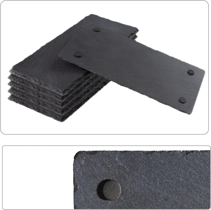 eGenuss 6er-Set Schieferplatten Dessertteller Sushi Geschirr schwarz Teller Schiefer Serviertablett