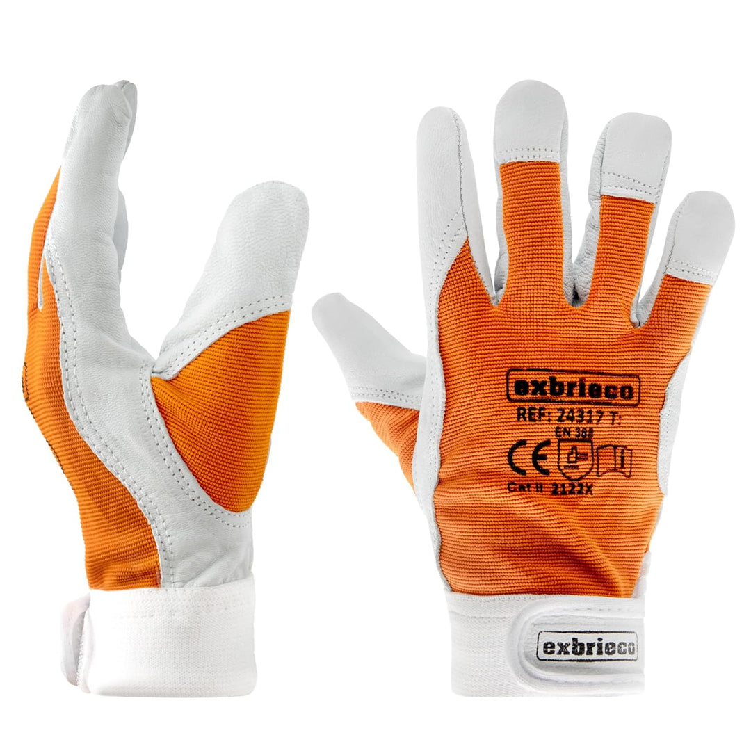 EXBRIECO 1, 3, 6 oder 12 Paar, Gartenhandschuhe aus Leder, Lammfellhandschuhe, Arbeitshandschuhe aus