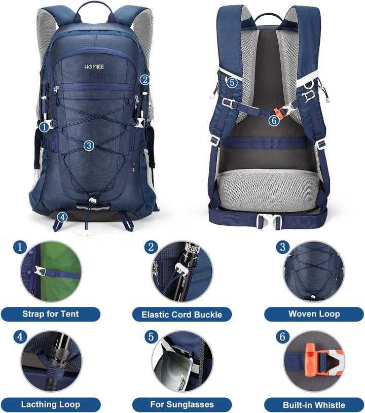 HOMIEE Wanderrucksack 45L, Herren Damen Wasserdichter Rucksack Trekkingrucksack Reiserucksack, Outdo