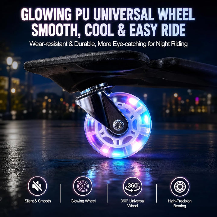Waveboard Snakeboard Kinder LED Rollen, Caster Board | Anti-Rutsch-Oberfläche, 180° Drehung, leicht