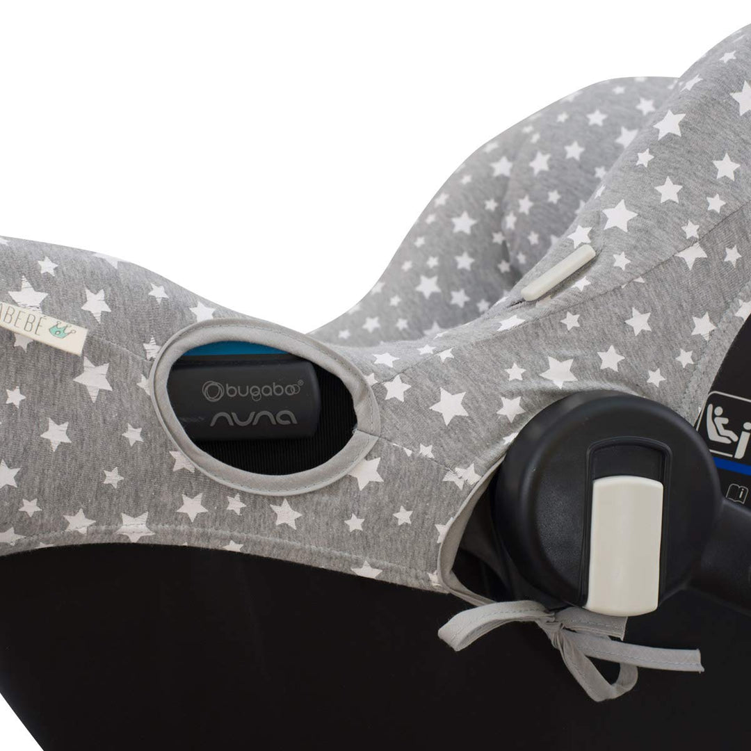 JYOKO KIDS Bezug für Autositz kompatibel mit Bugaboo Nuna by Turtle, aus Baumwolle (White Star), Whi