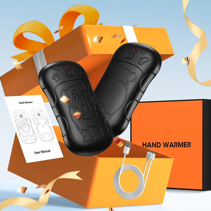 Handwärmer Elektrisch，2er Set 6000mAH Akku Elektrischer Handwärmer Wiederverwendbar Aufladbar Tasche