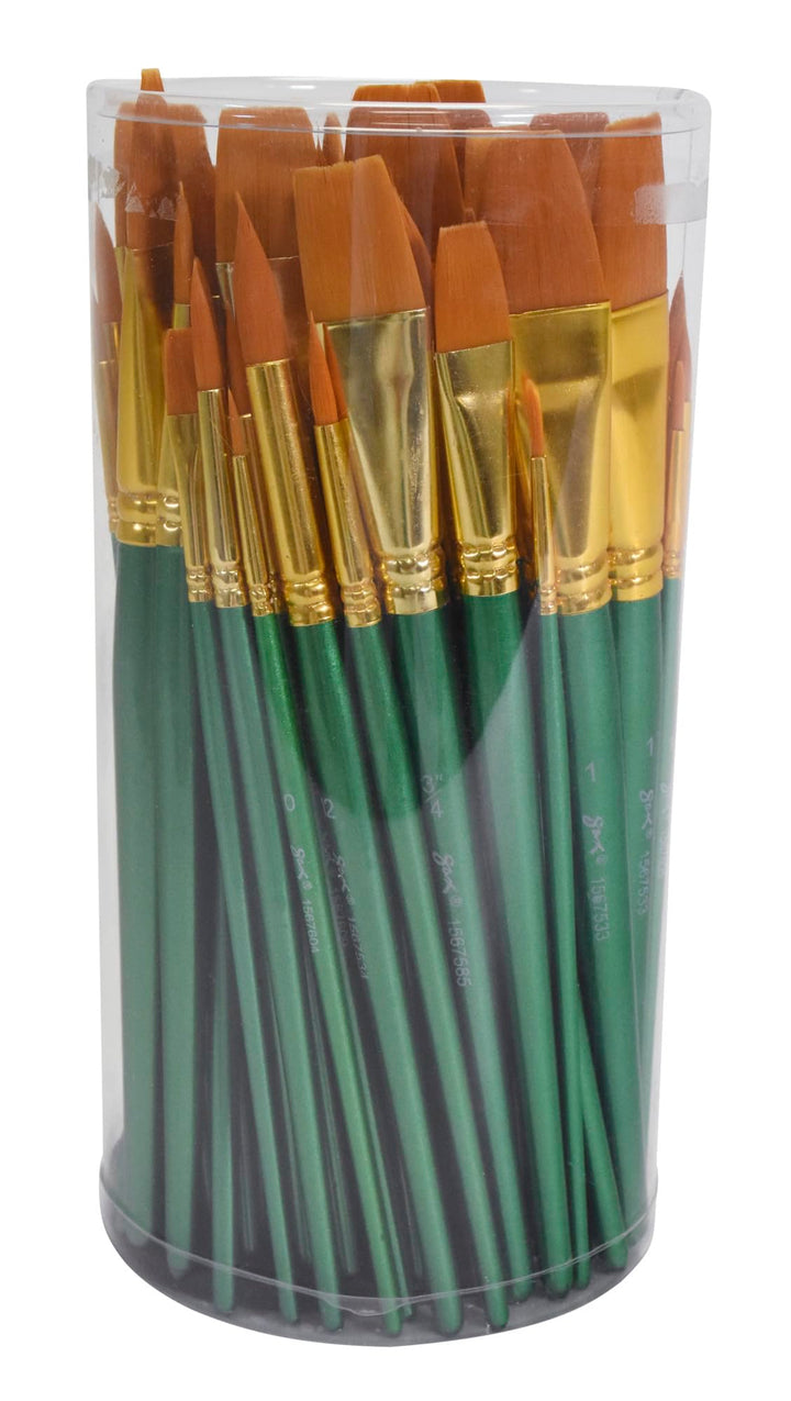 Saxophon optimale Golden Taklon kurzer Griff Pinsel – Verschiedene Grössen – Set aus 72 – Grün