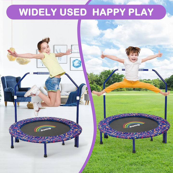 Trampolin mit Stange für Kinder, Ø ca 91cm|Faltbarer Rebounder für Minitrampolin mit Handlauf,Sicher