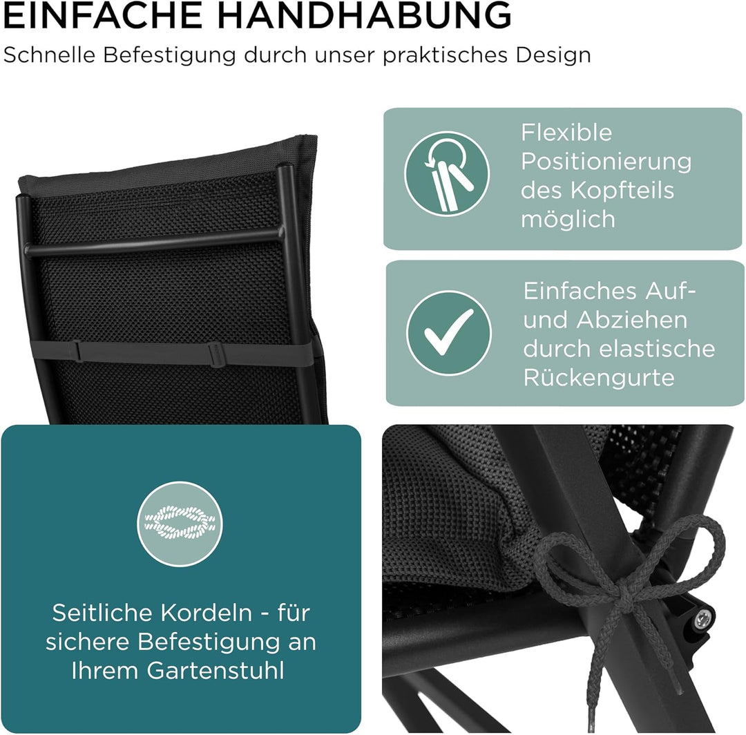 gardisun Gartenstuhlauflagen Hochlehner mit Kopfteil I Extra Dicke Sitzauflagen I Made in Europe I I