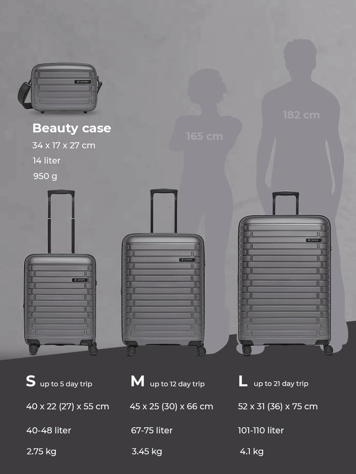 Pactastic Hartschalen Koffer-Set 3-teilig | hochwertiges Polypropylen Material | mit Dehnfalte erwei