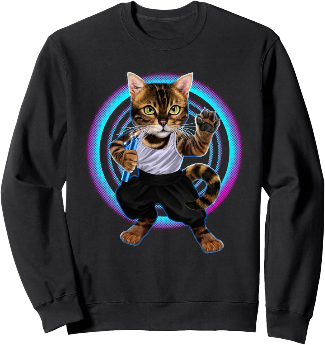 Kung-Fu-Katze mit Nunchaku Sweatshirt