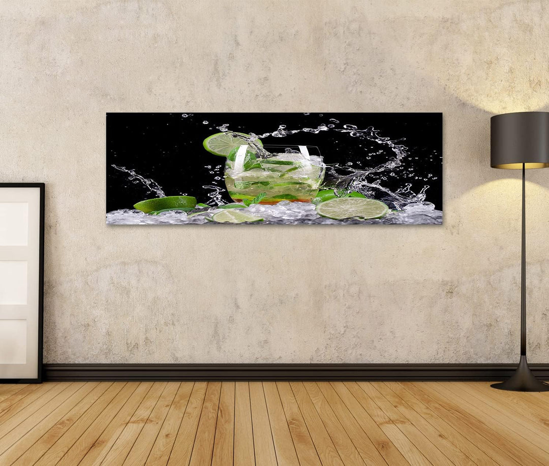 islandburner Bild auf Leinwand Mojito Cocktail auf schwarzem Hintergrund Bilder Wandbilder Poster Le