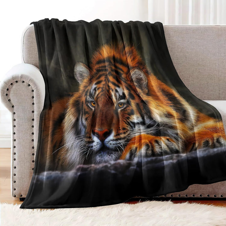 YISUMEI Decke 150x200 cm Kuscheldecken Sanft Flanell Weich Fleecedecke Tagesdecke Tiger kniend 150 x