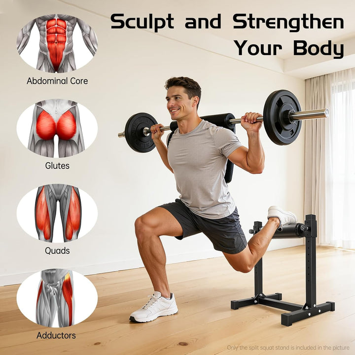 Bulgarischer Split Squat Stand, Einbein-Kniebeugenroller 9-fach höhenverstellbar bis 200kg Kniebeuge