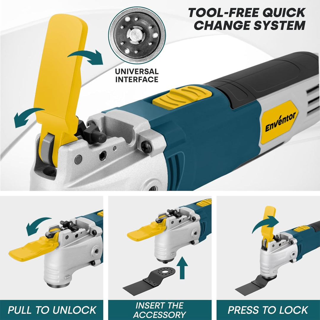 ENVENTOR Oszillationswerkzeug, 300W Multifunktionswerkzeug mit 28 Zubehör, 6 Variable Geschwindigkei