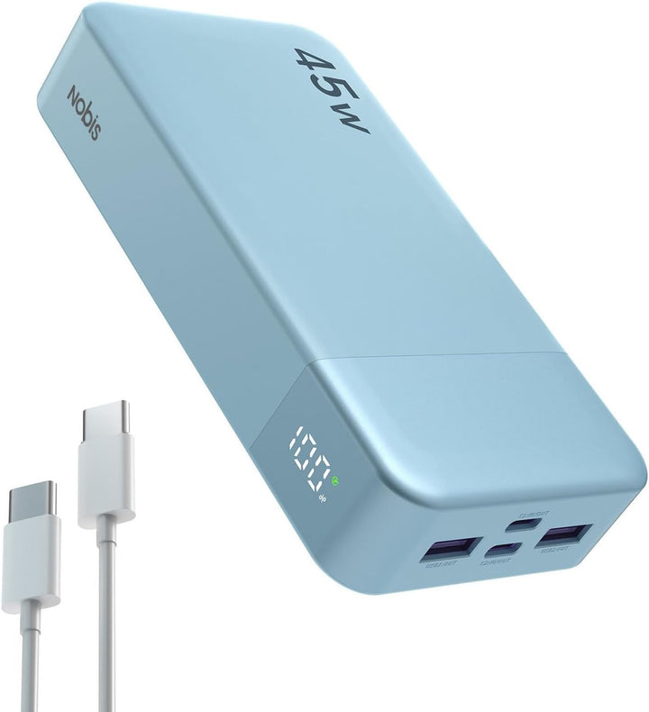NOBIS Power Bank, Powerbank 20000mAh, 45W Externe Handyakkus Schnellladen, Externer Akku mit C zu C