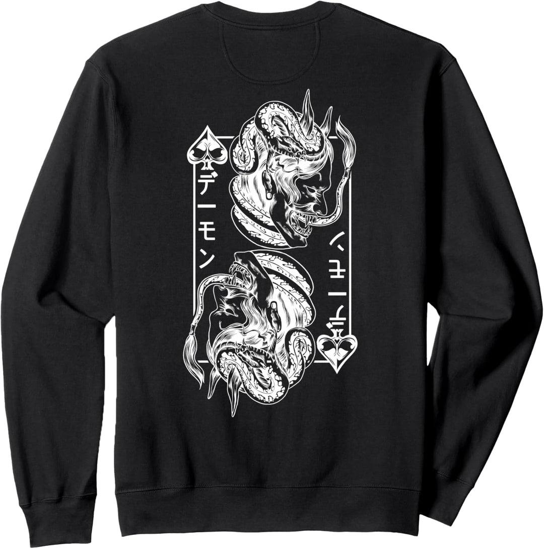 Backprint Japanische Oni Maske Dämon Maske Samurai, Oni Sweatshirt