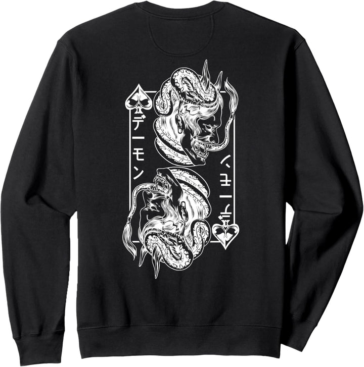 Backprint Japanische Oni Maske Dämon Maske Samurai, Oni Sweatshirt