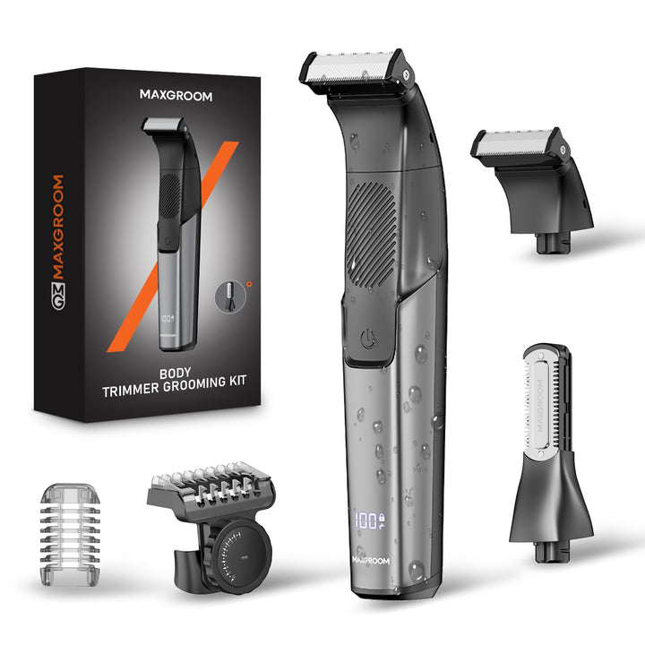 2-in-1 Elektrischer Körperrasierer Herren, MAXGROOM IPX6 Wasserdicht Trocken und Nass Intimrasierer