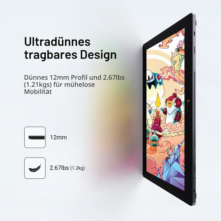 Xencelabs Pen Display 16 Essentials 16" 4K OLED Professionelle Grafiktablett mit Display mit 2 Batte