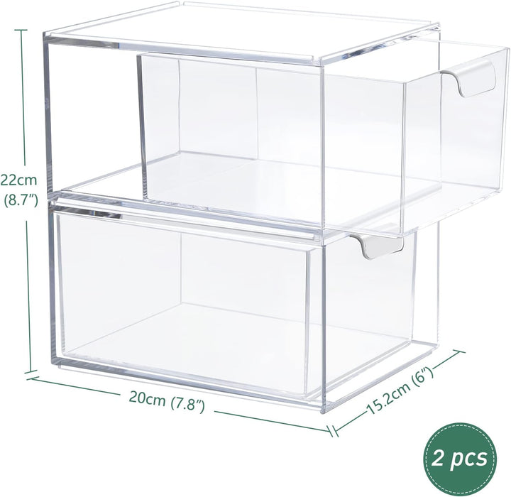 Kosmetik-Organizer-Schubladen,Stapelbare Transparenter Acryl-Make-up-Organizer,2 Stücke Schreibtisch