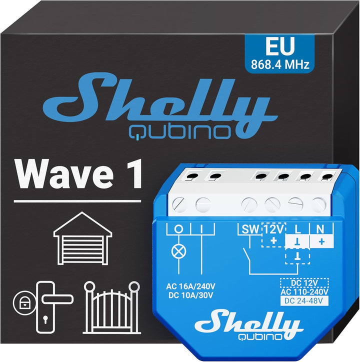 Shelly Qubino Wave 1 | Z-wave Smart-Schalter-Relais, 1 Kanal 16 A mit Trockenkontakt | Hausautomatio