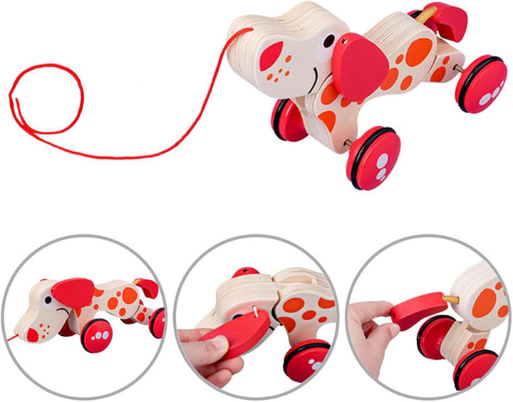 Wooden Pull Toys - Wood, 11.42x4.72x3.94in Puppy Pull-Along Toy | Walking Developmental String Toy,