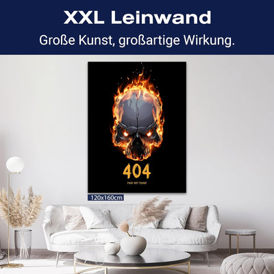 wandmotiv24 Leinwand-Bilder Totenköpfe, Grösse 40x30cm, Hochformat, Totenkopf in Flammen, 404 Page n