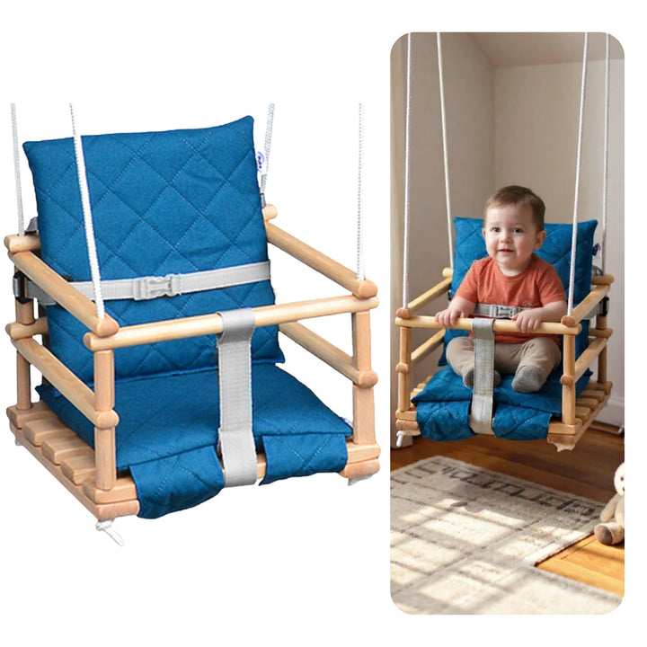 Holz Babyschaukel Kinderschaukel Holz Babywippe Zimmerschaukel Stoff Babysitz Baby Schaukel zum Aufh